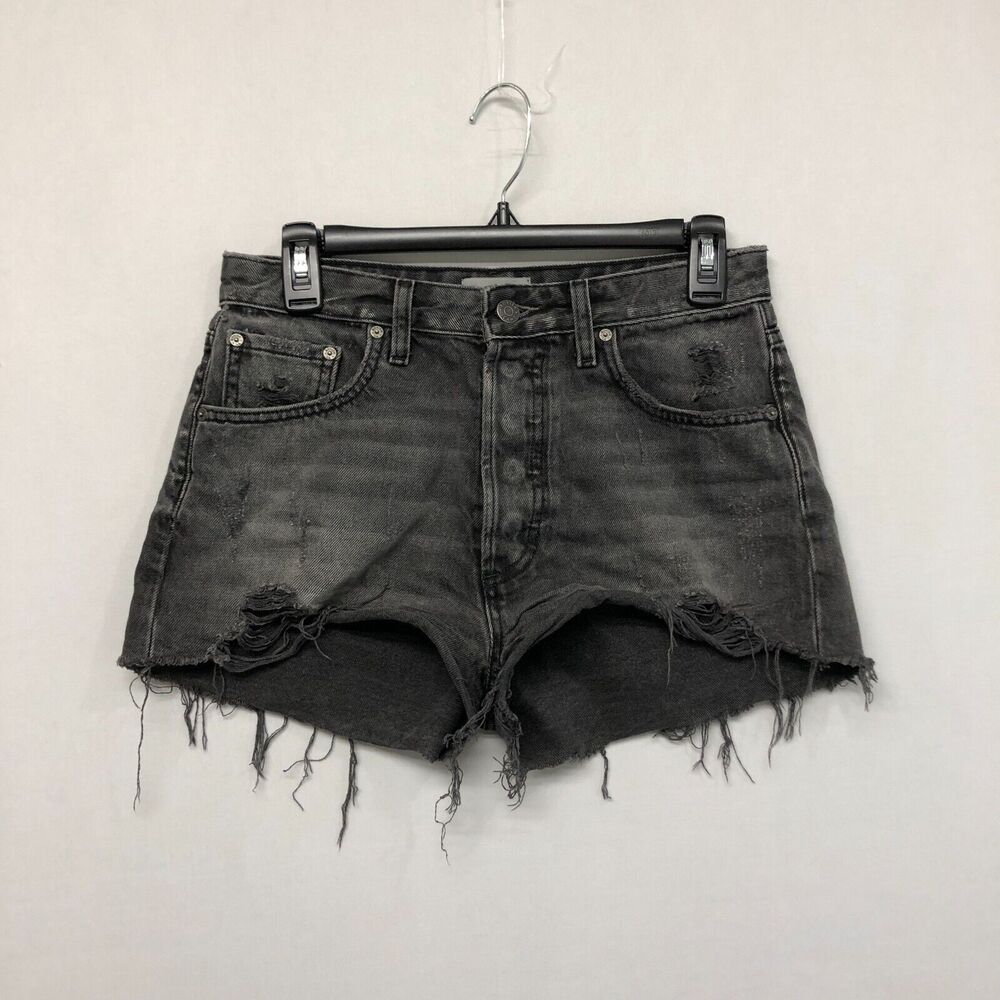 Boyish by Her Women Black Denim Shorts Size 27 Style Cody Cotton Blend B289 -4